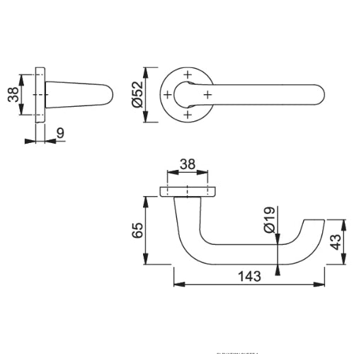 HOPPE Paris aluminum silver effect handle set on round rose for interior doors.